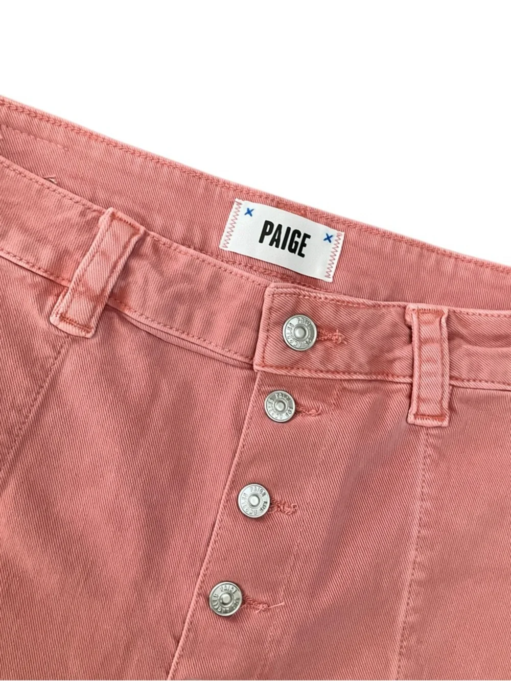 PAIGE Mayslie Short Button Fly Vintage Inspired Pink Terracotta NWOT - Picture 6 of 7